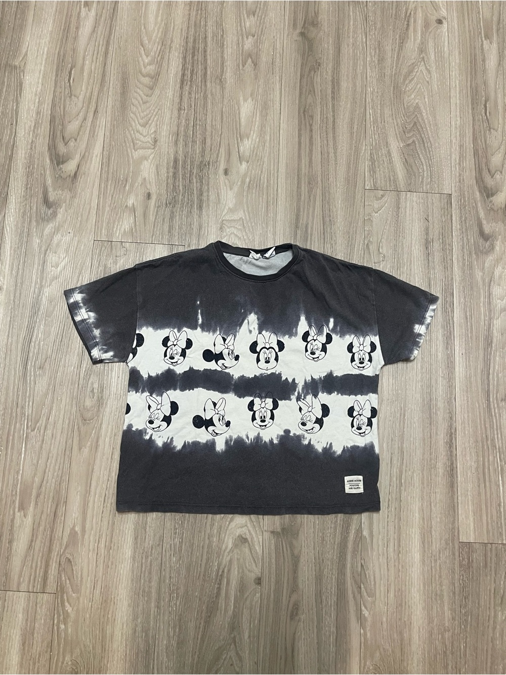 Kids Black & White Minnie Mouse Tie-Dye Tee